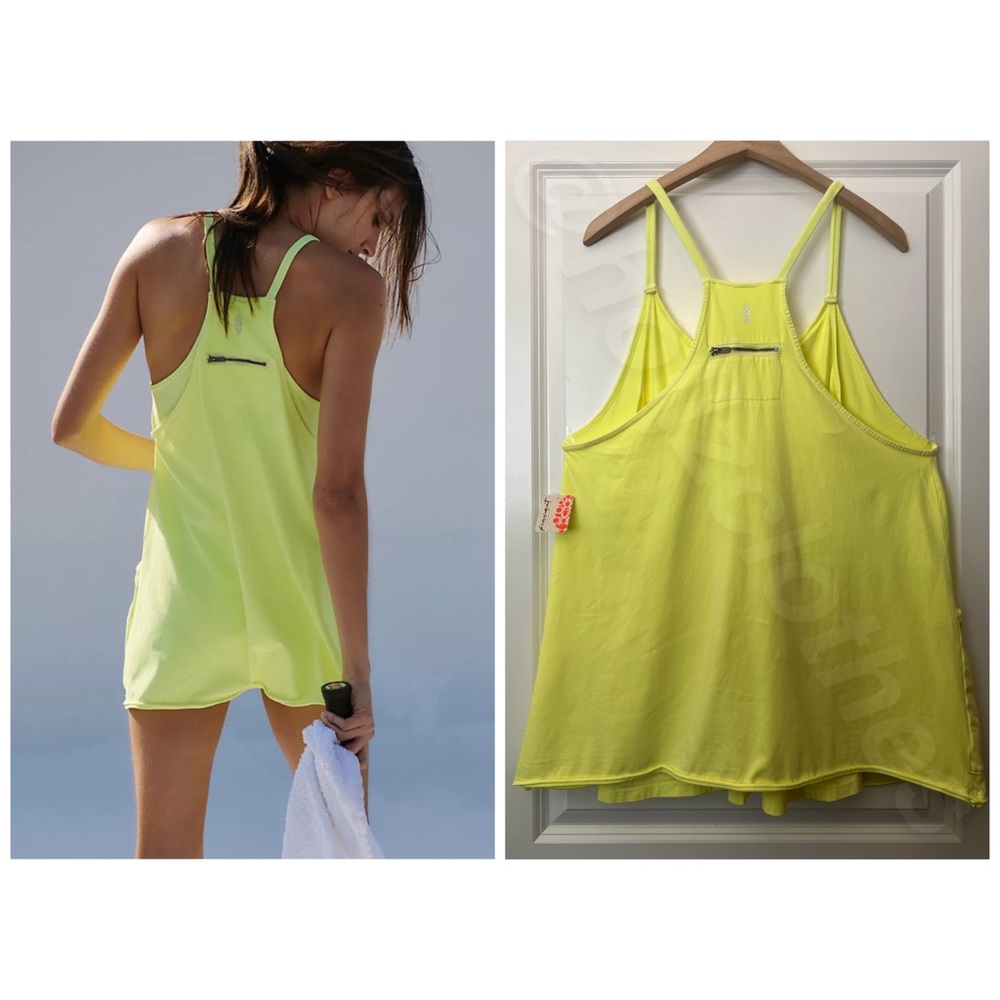 Free People Hot Shot Mini Dress Sour Citrus L - Picture 6 of 12